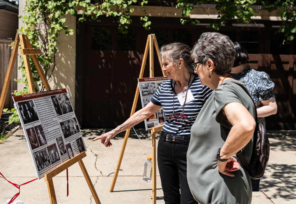 Research boards provide guests with historic background on each house