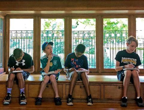 Kids sketching in the Playroom